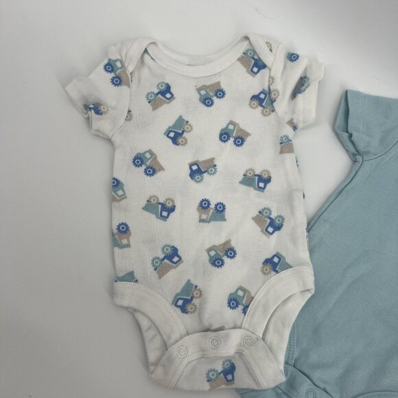 3 Pc Lot BABIES R US Baby Boy One Piece Bodysuit NB Newborn Cotton Blue EUC - Picture 4 of 11